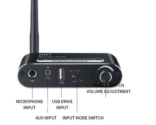DAC digitál analóg audio konverter Bluetooth vevő Optikai SPDIF Toslink USB olvasó RCA 3,5 mm jack kimenet távirányitós 
