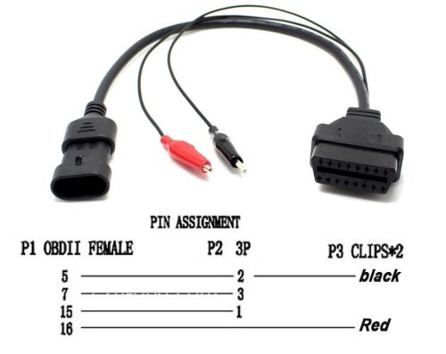 Fiat Lancia Alfa 3pin 3 pin OBD II átalakító kábel obd2
