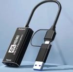   USB-C-HDMI videorögzítő digitalizáló kártya USB 3.0  HD 4K játék élő közvetítés Grabber