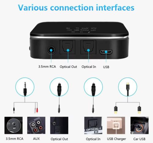 Bluetooth aptx audio adó vevő alacsony késleltetésű 2 eszköz egyidejűleg V5.0 adapter transmiter 