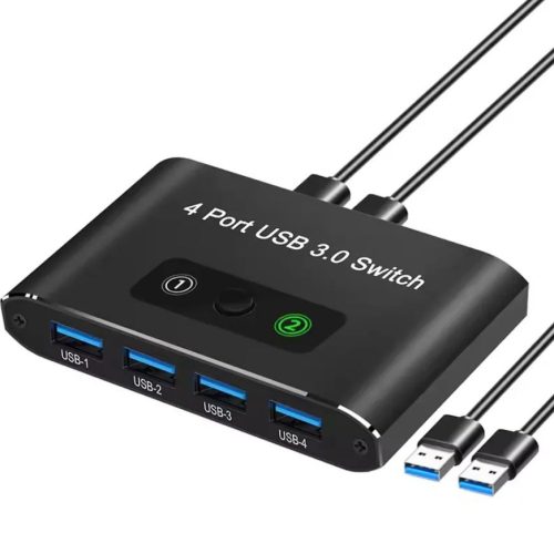 USB 3.0 KVM switch 4 USB port két számítógép megosztásához (billentyűzet, egér, pendrive)
