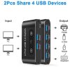  USB 3.0 kapcsoló, 4 portos USB KVM kapcsoló 2 számítógéphez, 4 eszköz megosztása