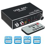   DAC digitális digitál analóg audio konverter optikai koaxiális szál SPDIF-RCA 3,5 mm-es jack hangadapter erősítő usb hangkártya
