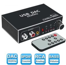 DAC digitális digitál analóg audio konverter optikai koaxiális szál SPDIF-RCA 3,5 mm-es jack hangadapter  usb hangkártya