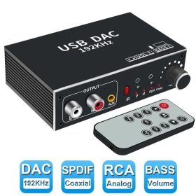   DAC digitális digitál analóg audio konverter optikai koaxiális szál SPDIF-RCA 3,5 mm-es jack hangadapter  usb hangkártya