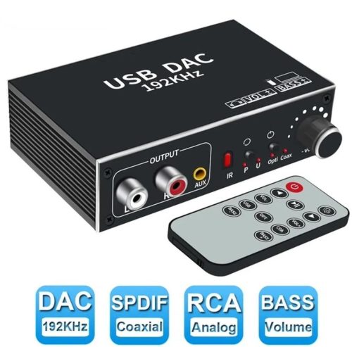 DAC digitális digitál analóg audio konverter optikai koaxiális szál SPDIF-RCA 3,5 mm-es jack hangadapter  usb hangkártya