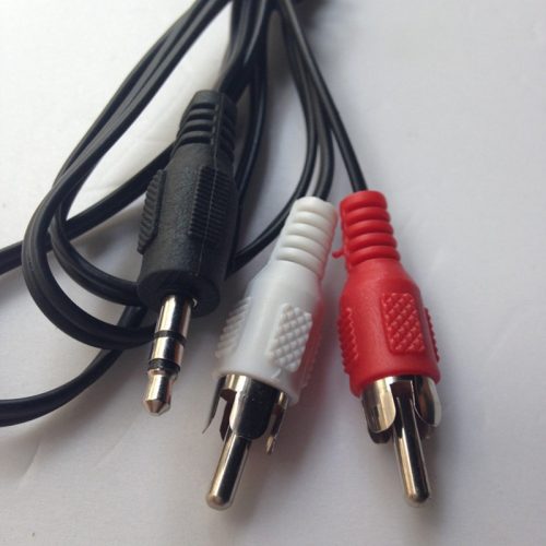 1 m-es audiokábel 3,5-es jack és 2 RCA dugasz-hím 2rca - 3,5 mm-es AUX sztereo audiokábel osztó