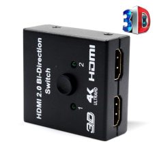 2 portos HDMI switch, bidirekcionális, passzív kétirányú 4k